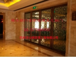 玻璃夾花銅門