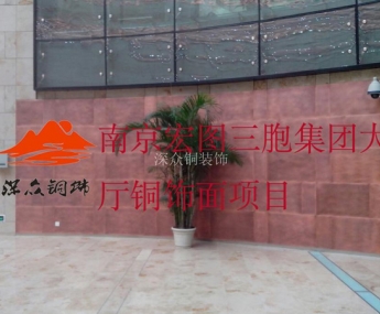 南京宏圖三胞集團大廳銅飾面項目